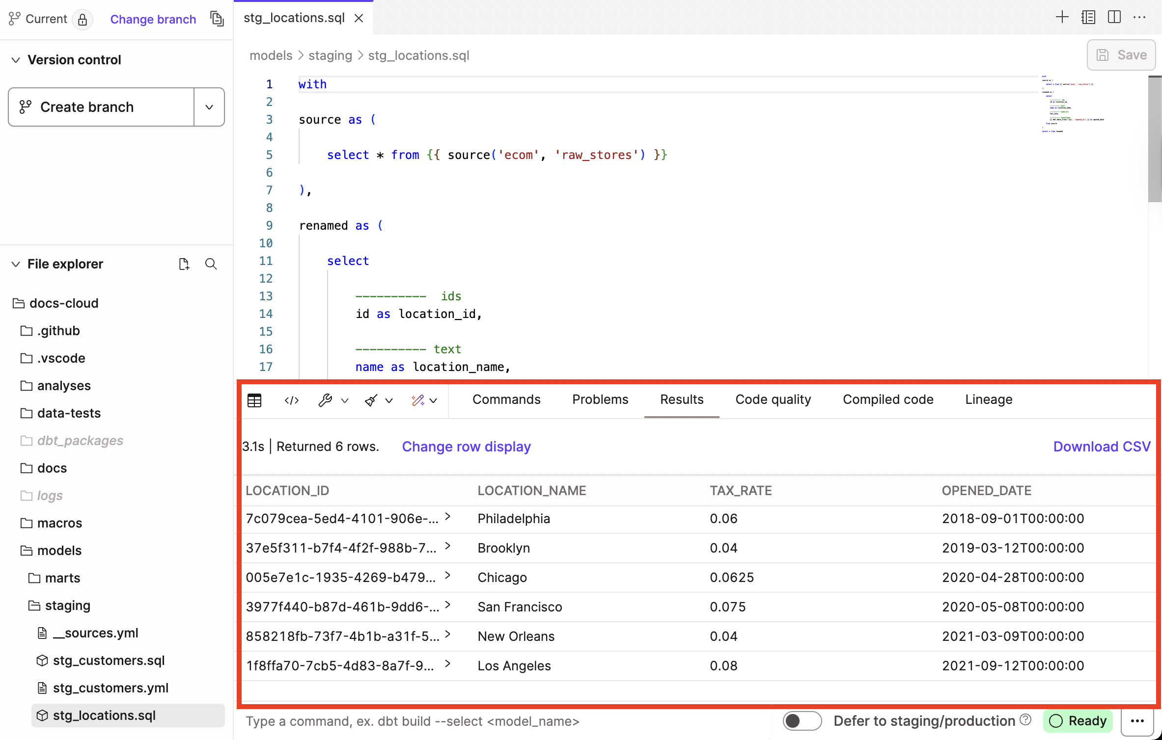 Preview results show up in the Results console tab Preview results show up in the Results console tab