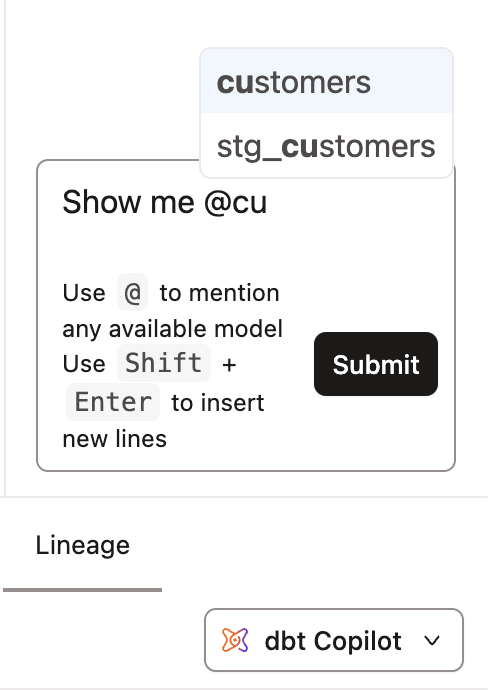 Mention model with menu open.