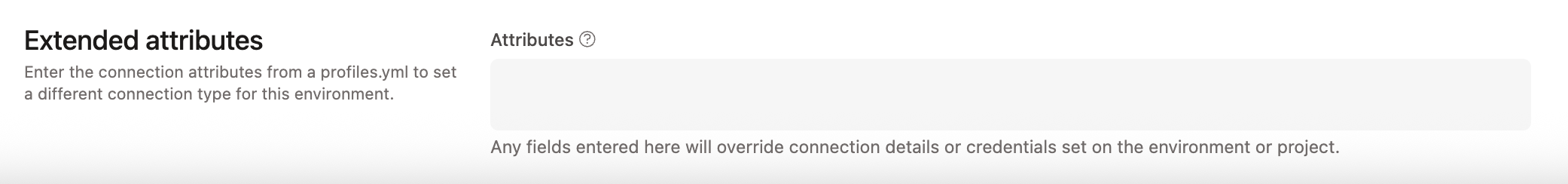 Example of the Extended attributes text box